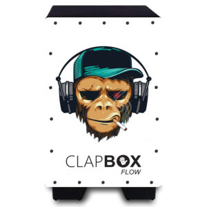 Clapbox Flow Graphic Cajon- Walnut wood (H:50 W:30 L:30) - 3 Internal Snares, Black (Disco) (Smoking Monkey)