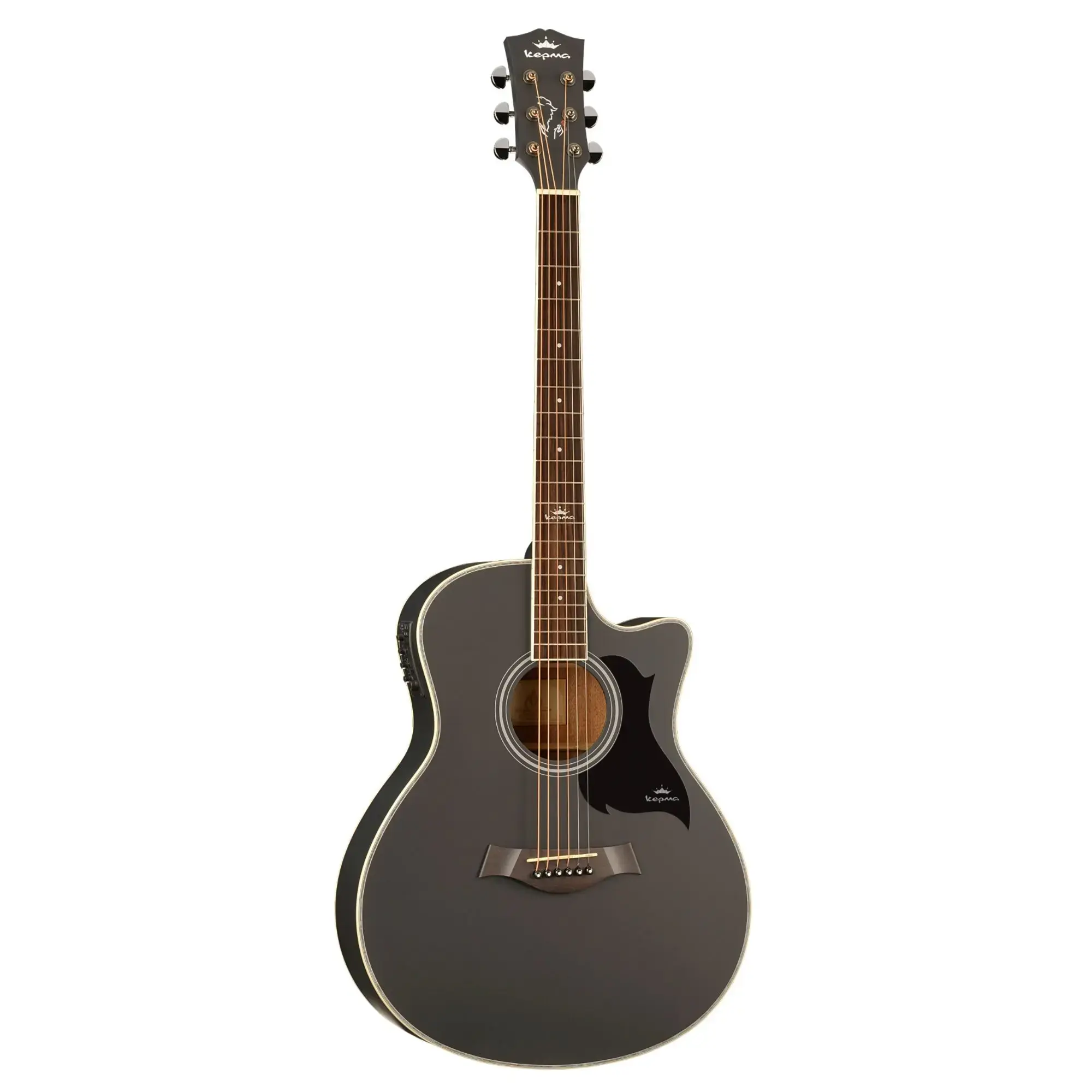 Kepma A1CE Semi Acoustic Guitar Black Matt Finish Grand Auditorium Body