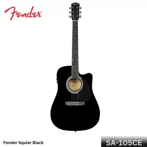 Fender Squier SA-105CE Dreadnought Cutaway Semi Acoustic Guitar Black