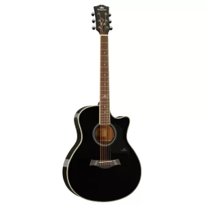 Kepma A1CE Semi Acoustic Guitar Black Gloss Grand Auditorium Shape