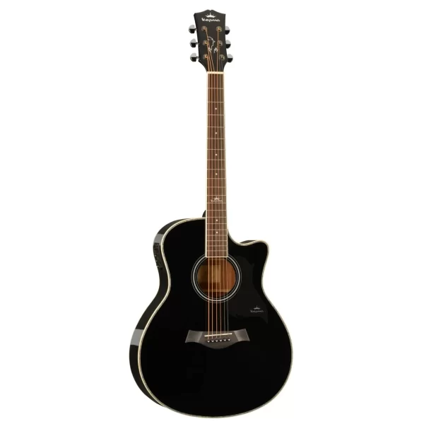 Kepma A1CE Semi Acoustic Guitar Black Gloss Grand Auditorium Shape