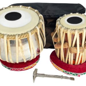 Tabla Set Steel for Music Play Musical Instrument Bag/Cover Cushion Set, Ring Set with Hammer