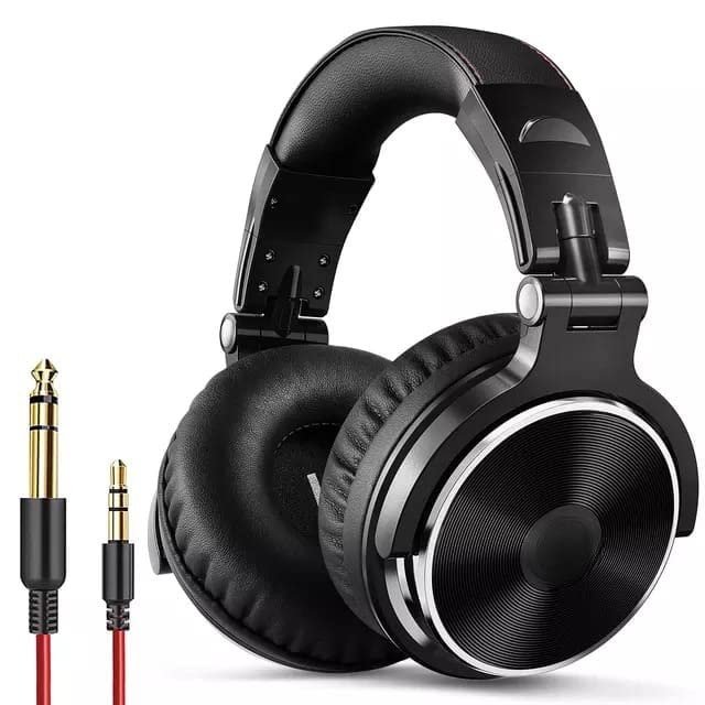 DJ Stereo Headphone Over Ear Wired Headphones Studio Monitor & Mixing DJ Stereo Headsets 1/4 to 3.5mm Audio Jack for AMP Computer Recording Phone..