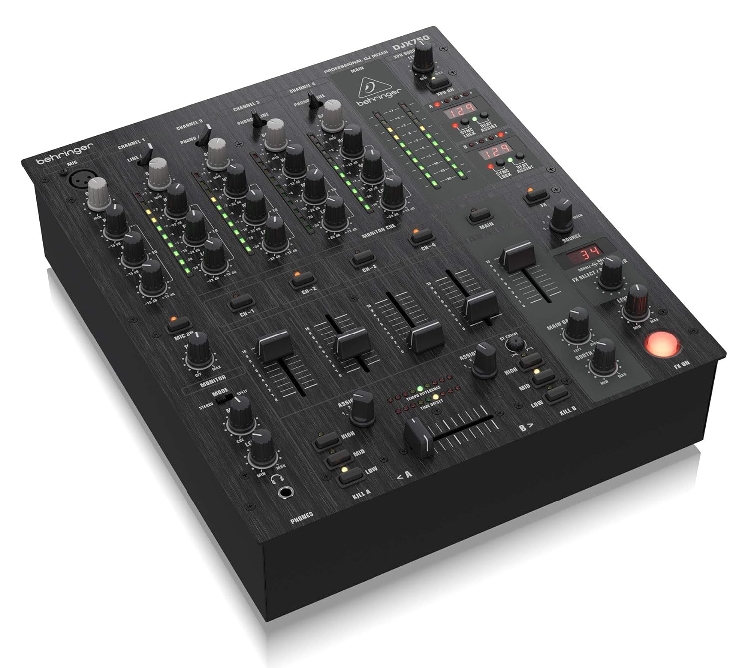Pro Mixer DJX750 Professional 5-Channel DJ Mixer with Advanced Digital Effects and BPM Counter